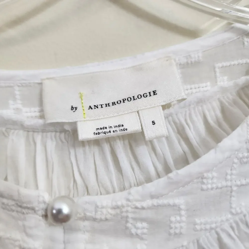 Anthropologie Luciella‎ smocked puff short sleeve blouse woman's size small